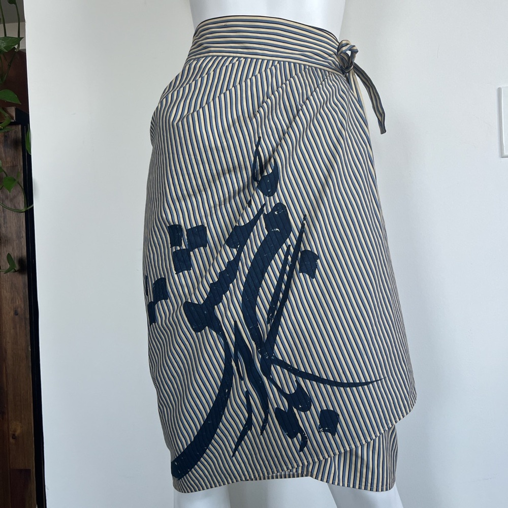 WUNDERKIND PAINTED STRIPED WRAP MIDI SKIRT